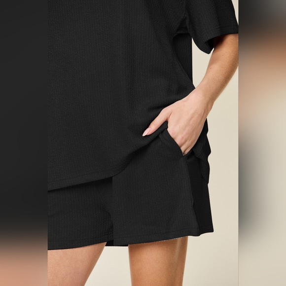 Double Take 2pc Full Size Round Neck Short Sleeve Top and Shorts Set - Picture 4 of 5